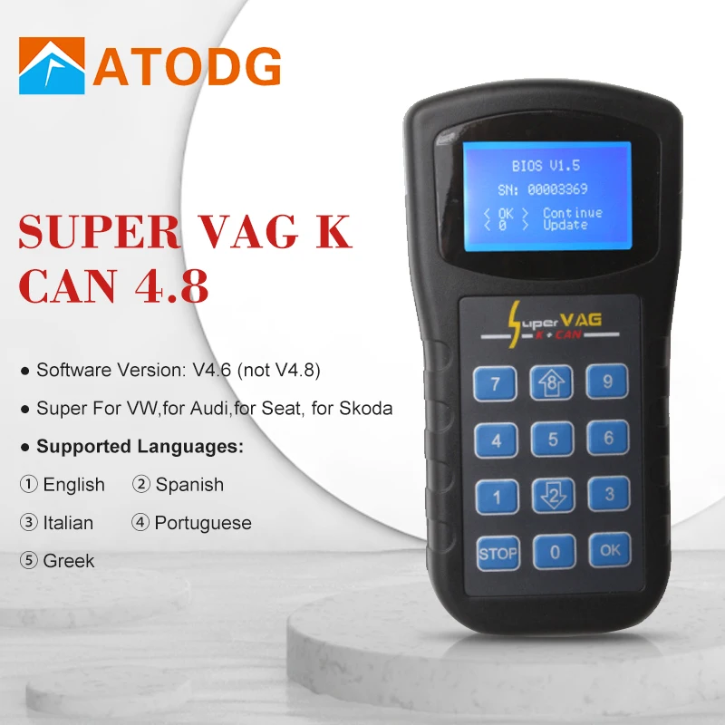 Инструмент для коррекции одометра Super Vag K + Can v4.8 Супер V4.8 многоязычное считывание