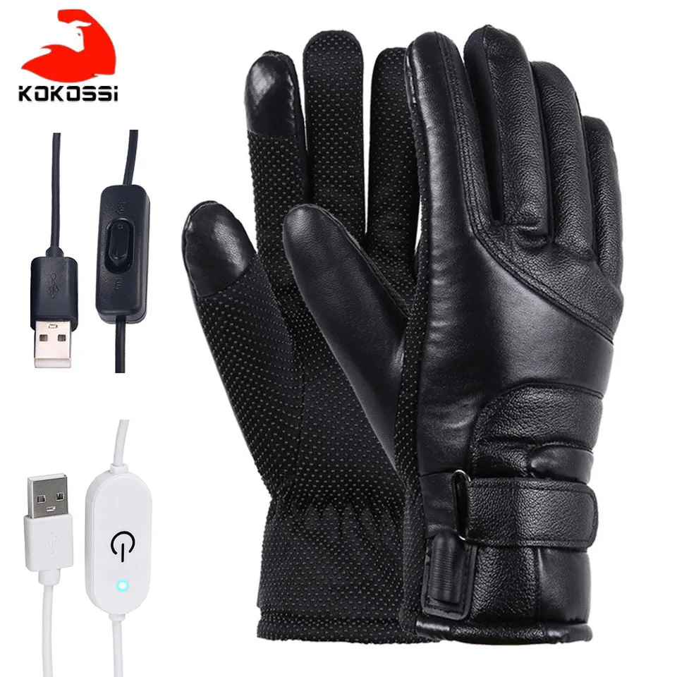 Heated-Gloves Electric Touch-Screen Cycling Warm Winter Women Windproof for Kokossi Usb-Powered