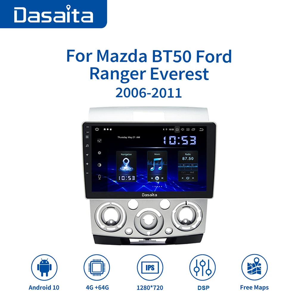 Dasaita 9&quot HD Screen Car Android 10.0 Navigation for Mazda BT50 Ford Ranger Everest 2006 2007 2008 2009 2010 2011 Autoradio |