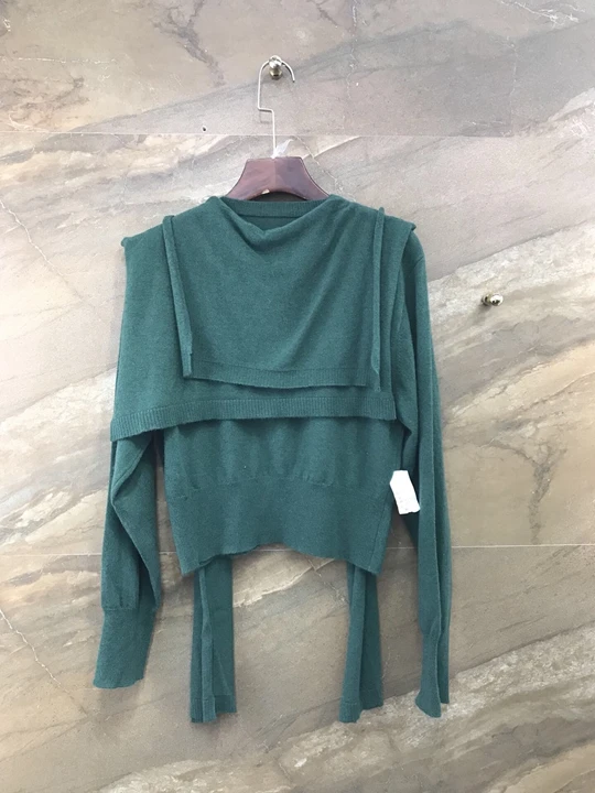 Early autumn new women irregular stitching shawl decoration long-sleeved cashmere jacket knitted shirt 1006