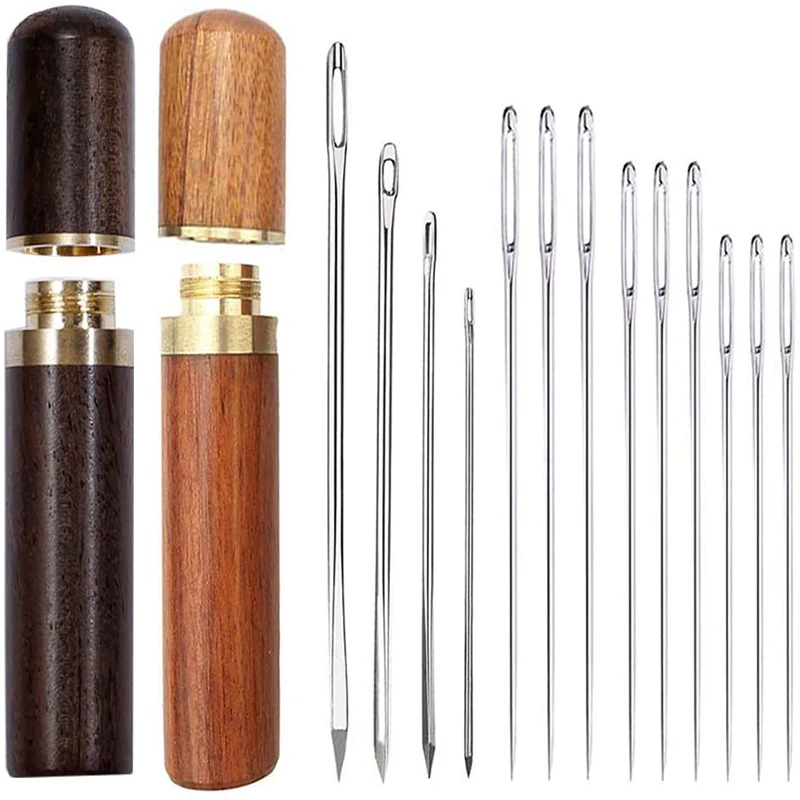 

LMDZ Stitching Needles Sewing Needles Leather Stitching Needle Big Eye Hand Sewing Needles Fabric Cross Sewing Needles with Case