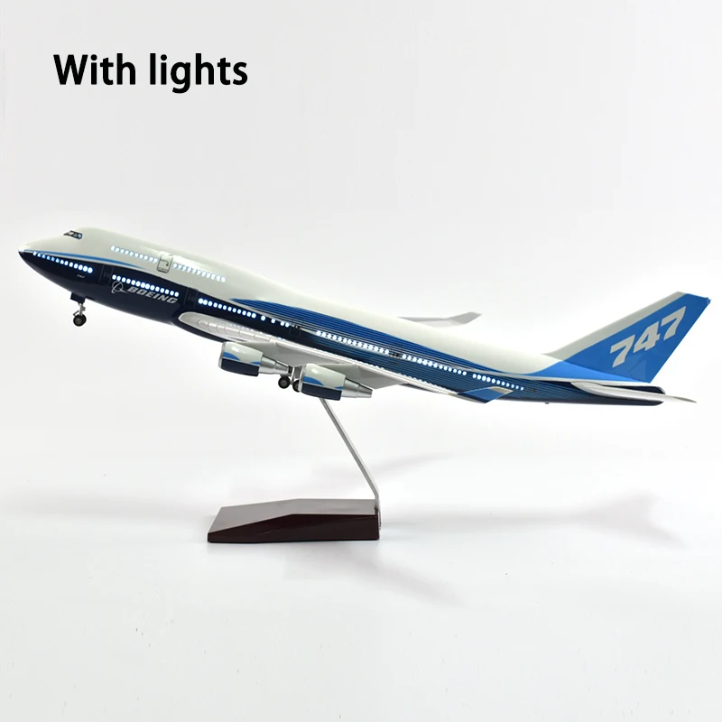 JASON TUTU 46cm Original Boeing 747 Plane Model Airplane Model Aircraft Model 1/160 Scale Diecast Resin Airplanes Planes W Light 7