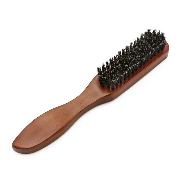 Barber Solid Wood Boar Shaving Brush Beard Massage Black Boar Bristle Hair Brush Curved Wooden Men Beard Mustache Brushes NO.4