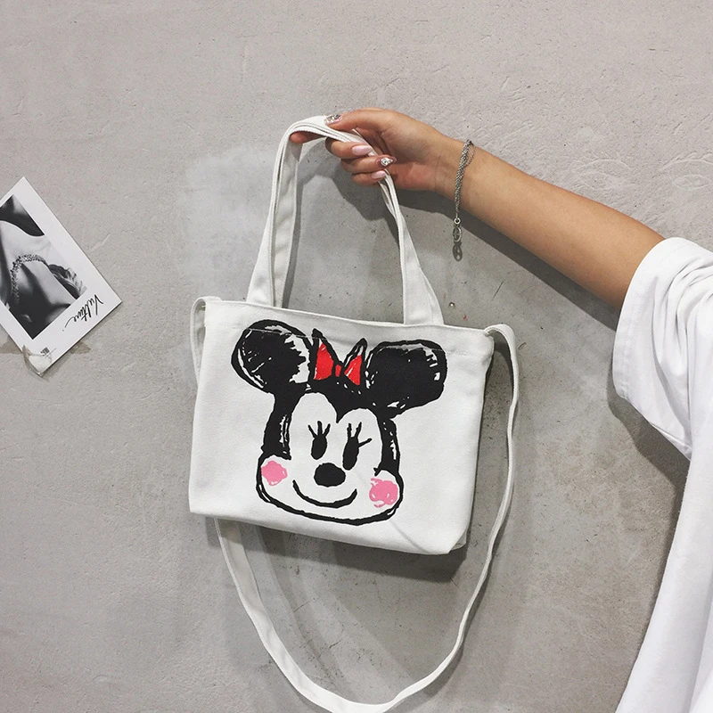 

Disney White Minnie Donald Duck canvas bag cartoon handbags lady shopping bag canvas bag shoulder bag totes Marriage women bag