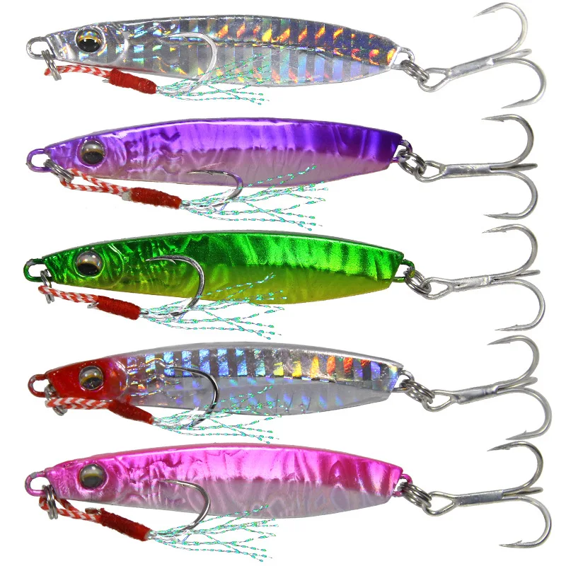 5 Pack Lead Jig Fishing Lures - 7g To 21g Metal Spoon Kit For Saltwater/Freshwater