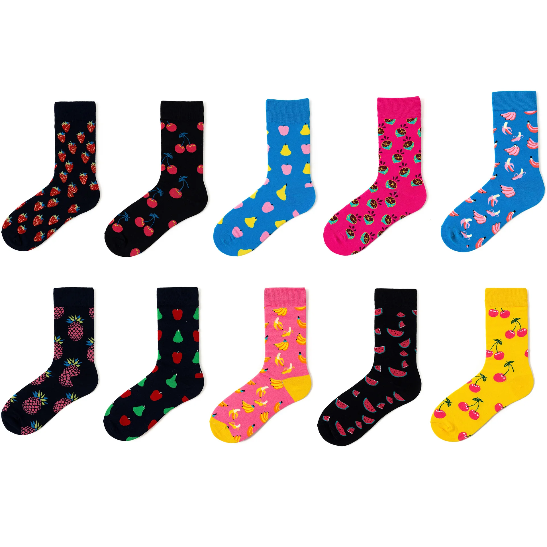 Милые кавайные носки для девочек с мультипликационным принтом «авокадо», «банан», «вишня», «персик»; meias; корейские «Харадзюку»; сезон осень-зима; счастливые носки