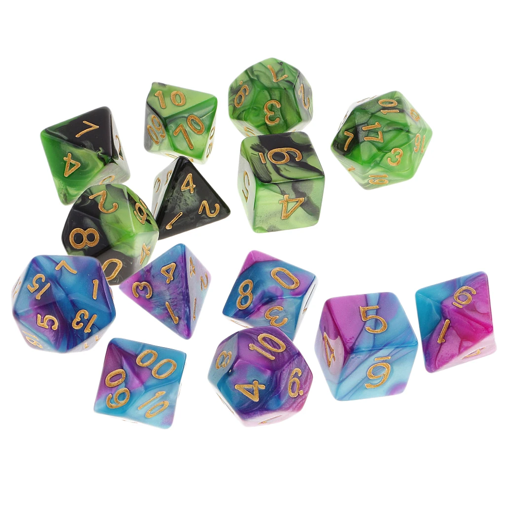 Набор/14 шт. 16 мм многогранные Кубики Игрушки D20 D12 D10 D8 D6 D4 для D&D RPG MTG настольная игра Рождественский подарок