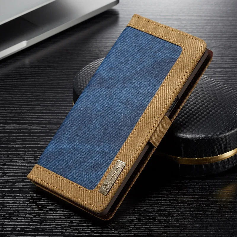 Чехол Me Denim Canva чехол для телефона для samsung Note 10 9 8 Note10 слот для карт Магнитный чехол-кошелек для Galaxy S10 S8 S9 Plus S10E - Цвет: Синий