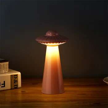 

UFO Night Light LED Table Desk Lamp USB Charging Home Party Xmas Gift Kids Gift Rotation Dimming Warm White Room Dorm Decoration