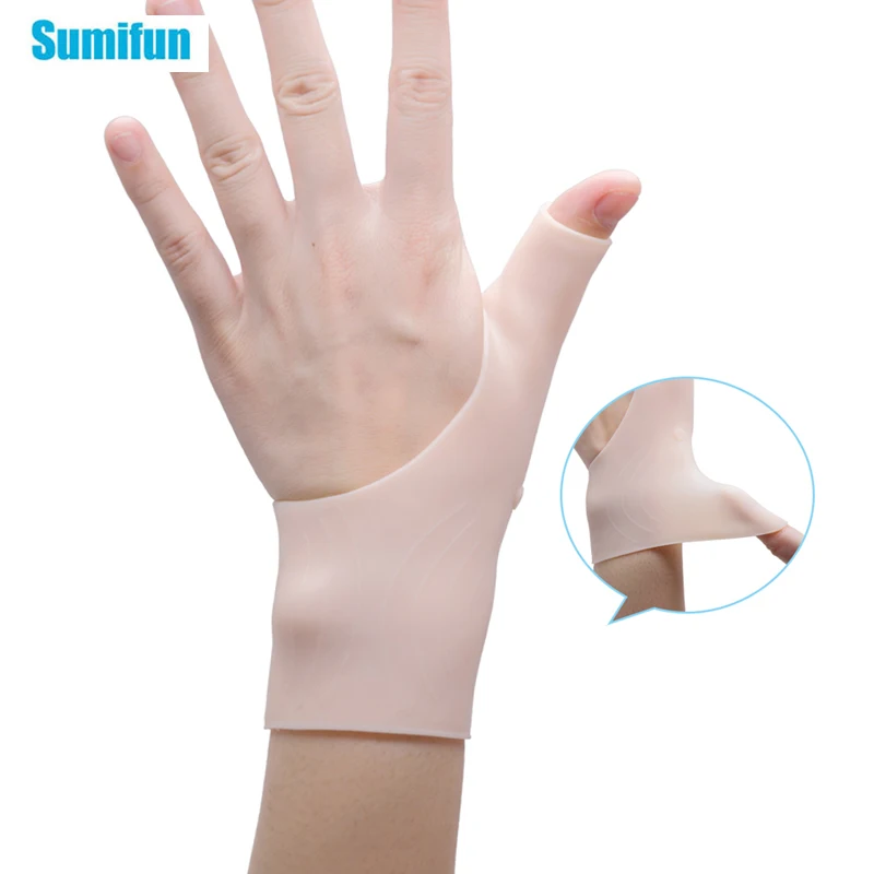 

Sumifun 2Pcs Silicone Hand Protection Orthopedic Straightener Thumb Hand Wrist Tenosynovitis Care