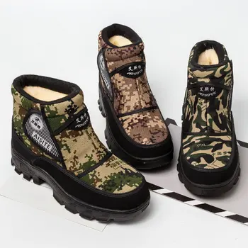 

2020 Men Boots platform snow boots for men thick plush waterproof slip-resistant winter shoes Plus size ghn78