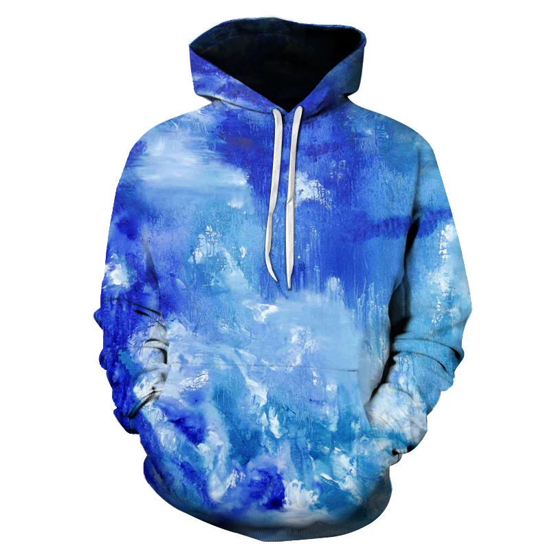 WY-1422 fashion tide brand youth hoodies color painting paint 3D digital printing pullover couple loose hooded baseball uniform 6XL - Цвет: WY-1422