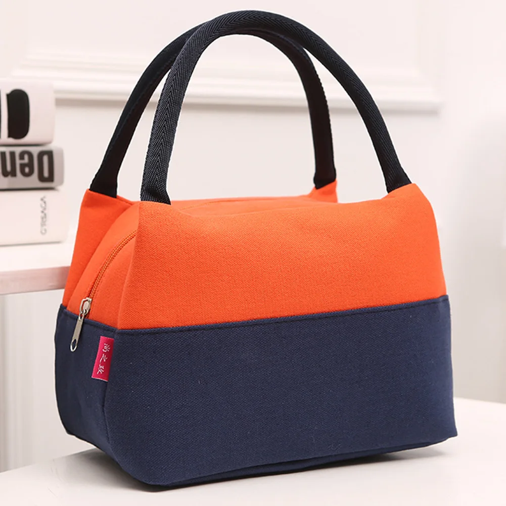 

Thermal Insulation Office Canvas Large Capacity Food Container Portable Color Matching Lunch Bag School With Handle Kitchen