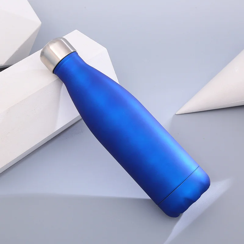 Логотип на заказ термос бутылка для воды с двойными стенками Изолированная вакуумная колба из нержавеющей стали чашка для спорта на открытом воздухе посуда для напитков - Цвет: Dark blue