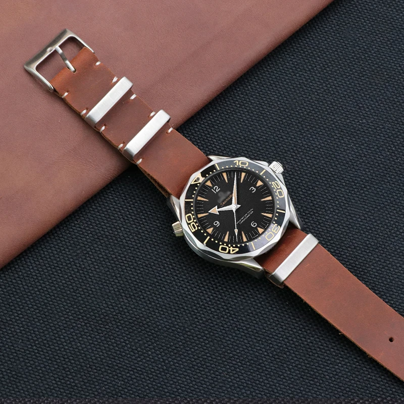 18mm 20mm 22mm 24mm Genuine Leather Watch Strap Crazy Horse Leather Watch Strap Handmade Watch Band Replacement Wristband