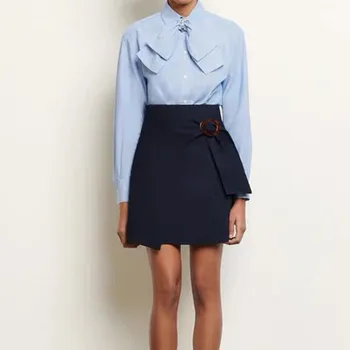 

Women's Retro Mini Skirt Ring Buckle High Waist Knotted Spring And Summer New Skirts Lady's Clothings