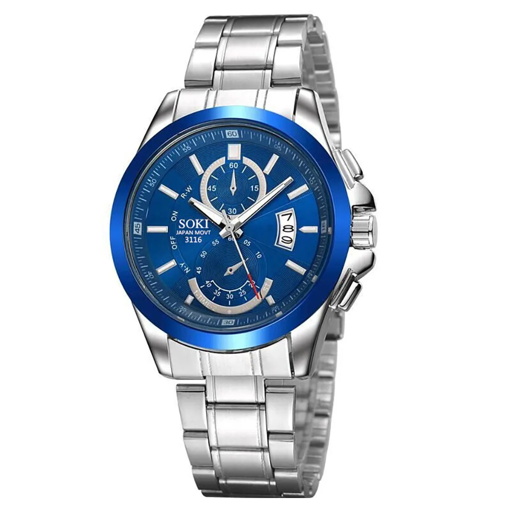 Простые мужские наручные часы soki Мода новые высококачественные кварцевые стальные полосы часы бизнес класса Relogio masculino часы мужские - Цвет: B