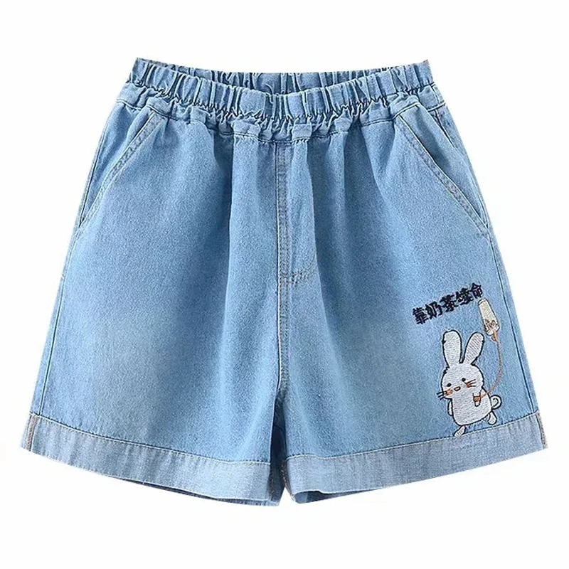 Summer Mori Girl Cute Rabbit Women's Shorts Jean 2021 Vintage Kawaii