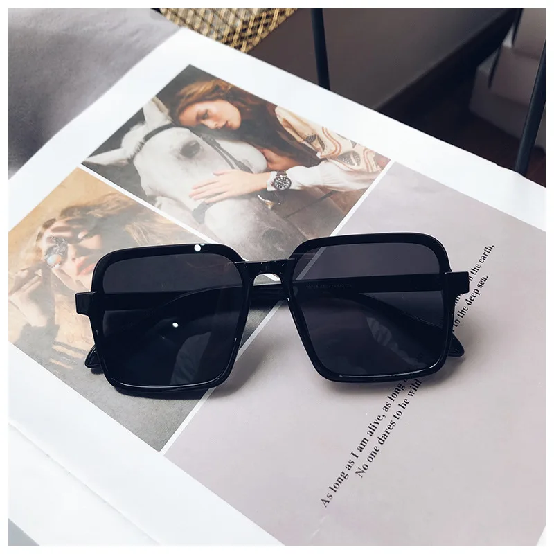 Imwete 2022 Classic Square Sunglasses Women Men Oversized Goggles Black White Frame Brand Designer Outdoor Color Eyeglasses UV black sunglasses women