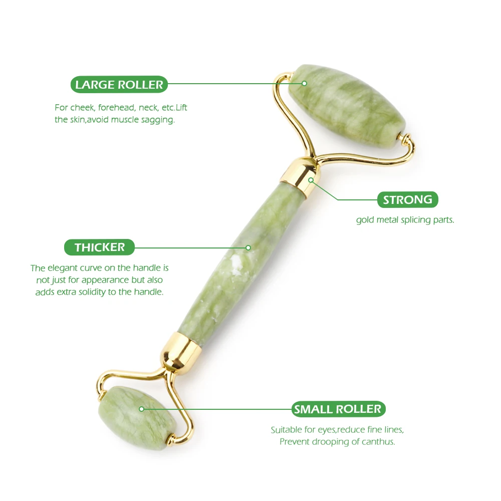 Facial Massage Roller Guasha Board Double Heads Jade Stone Face Lift Body Skin Relaxation Slimming Beauty Neck Thin Lift