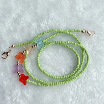 

2020 New Korean Colorful Transparent Butterfly Beads Mask Chain Necklace Reading Glasses Cord Holder Lanyard for Women