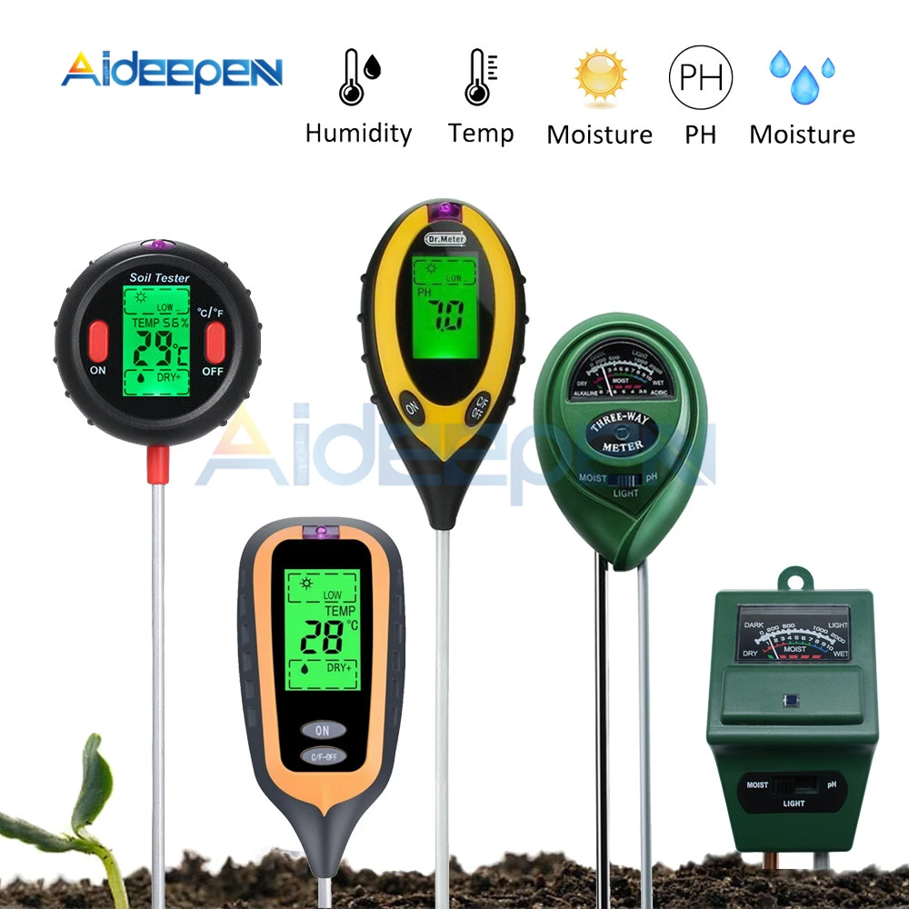 3/4/5in1 LED LCD Soil Meter pH Tester Water Moisture Light Humidity Garden Home 3/4/5in1 LED LCD Soil Meter pH Tester Water Moisture Light Humidity Garden Home