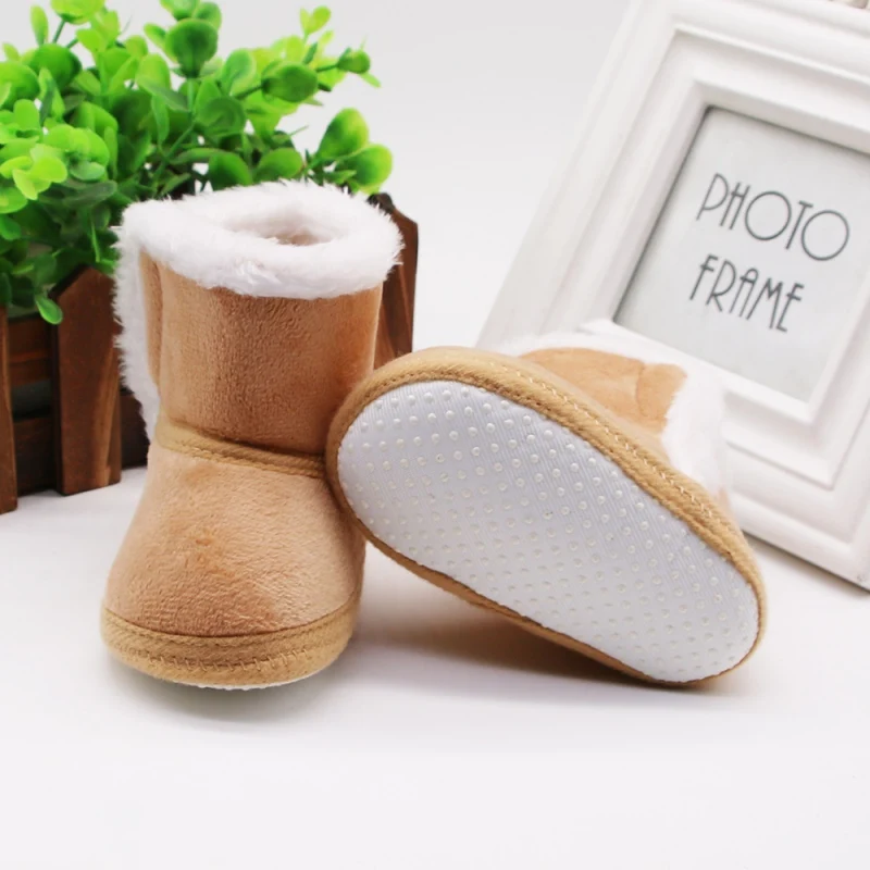 Зимняя обувь для маленьких мальчиков и девочек Теплая обувь для новорожденных детей Детские сапожки из искусственного меха кожаные ботинки для маленького мальчика