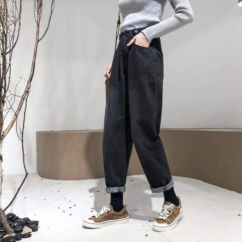 Large Size Autumn Clothing Plus-sized Womenswear mmbf-Style Pants Loose-Fit Capri Jeans Large GIRL'S Korean-style Slimming Baggy