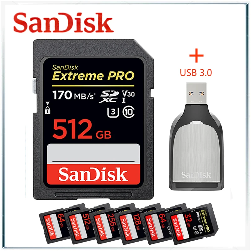 Карта памяти sandisk extreme pro карта sd gopro karta флеш-карта 32 Гб 128 ГБ 256 | Компьютеры и офис