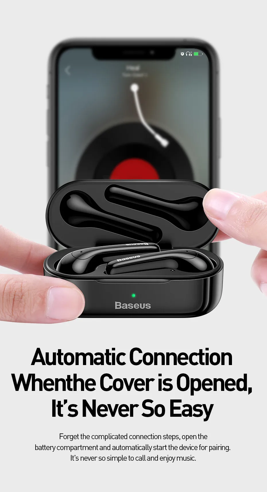 Baseus W07 Bluetooth наушники TWS беспроводные Bluetooth наушники 3D стерео Спортивные Беспроводные наушники с двойным шумоподавлением микрофоном