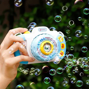 

Electric Bubble Machine Entertainment Home Camera Shaped Battery Operated Blowing Gifts With Light Music Automatic Fun Kids Toy