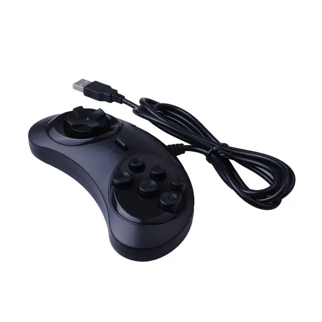 2022 Wired Gamepad USB Game Controller 6 Buttons for SEGA USB Classic Gaming Joystick Holder for MD2 Y1301/ PC /MAC Mega Drive 2