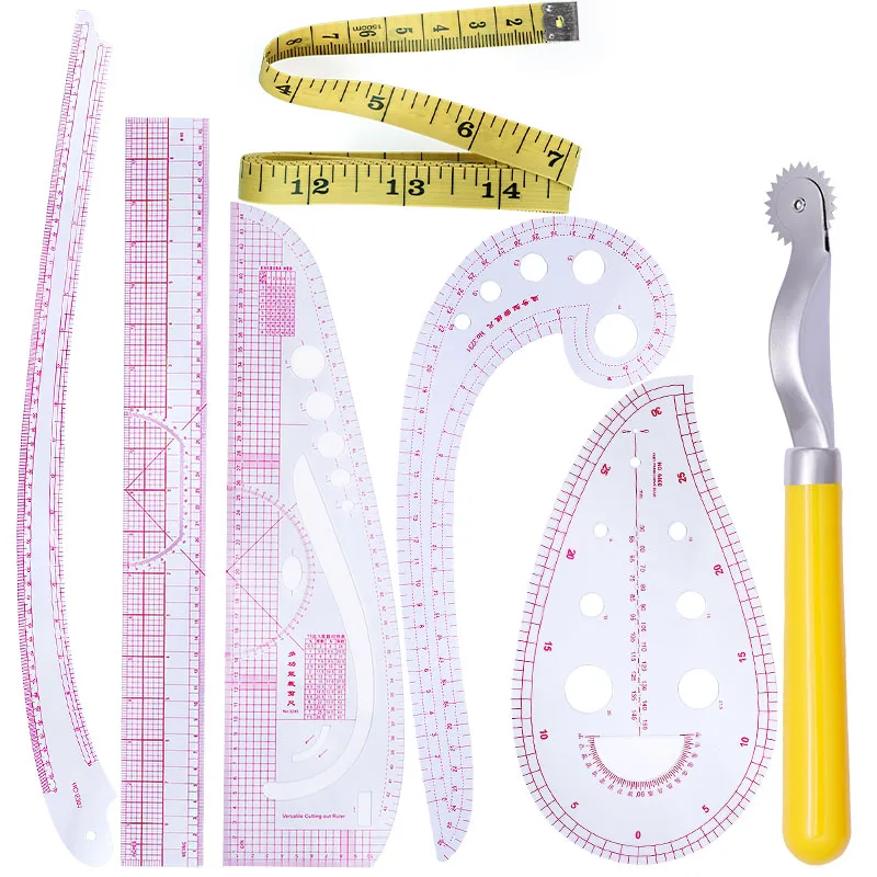 Nonvor 7pcs French Curve Rulers Set Plastic Fashion Design for Fabric Cutting Sewing Measure Template Metric Ruler | Дом и сад