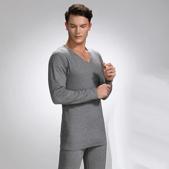 

Winter Warm Male Pajamas Intimate Clothing Soft Thermal Underwear Oversize 4XL Long Johns V-neck Wearing Close-fitting Clothes