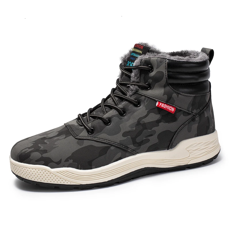 camo man shoes WETRICS зимние ботинки мужские теплые водонепроницаемые уличные зимние ботинки высокие кожаные ботинки на шнуровке для пеших прогулок зимние мужские кроссовки - Цвет: camo man shoes