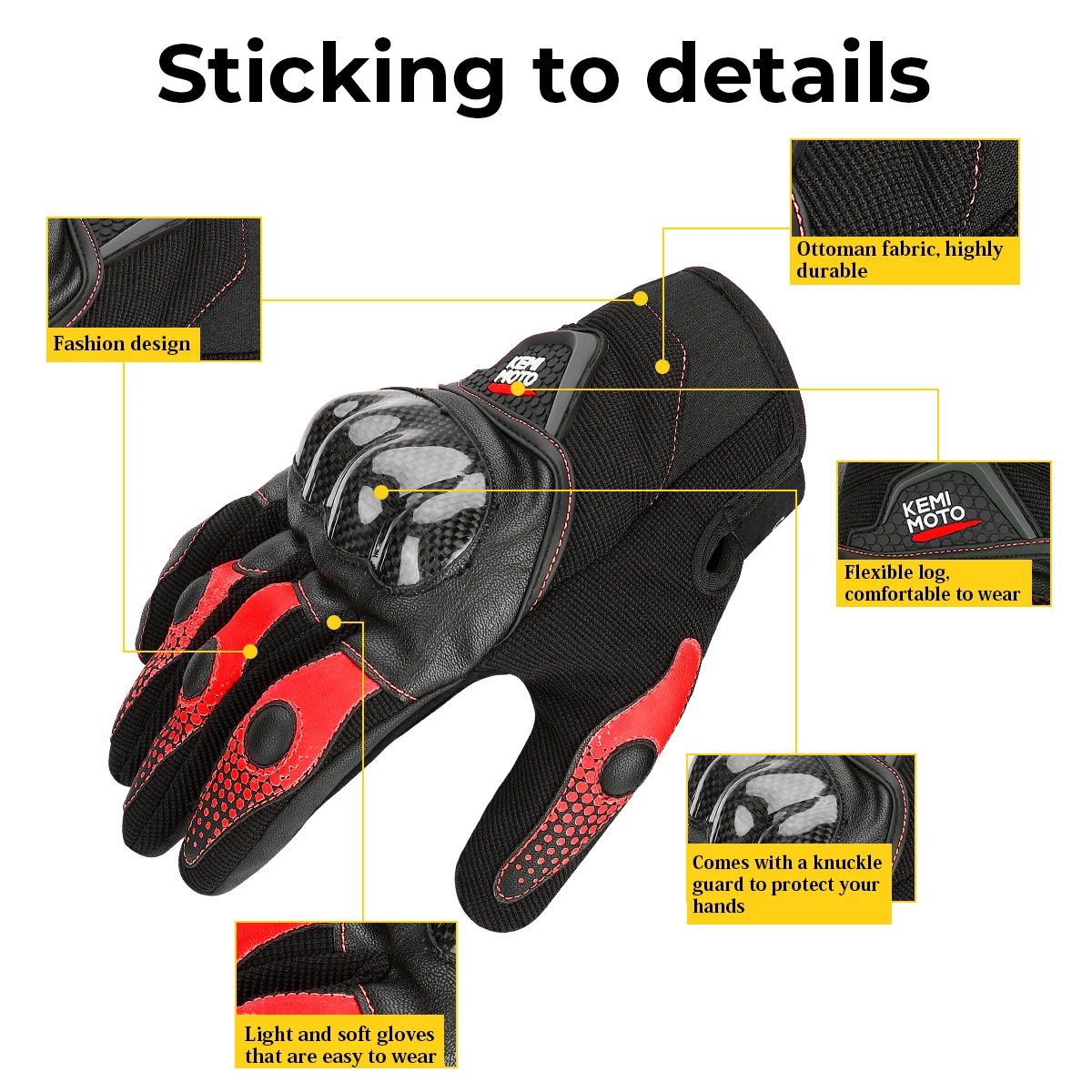 iTimo Guantes de Motocicleta de dedos completos Guantes de Pantalla T/áctil Transpirable