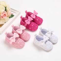 Zapatos de encaje de 0 a 18M para niña, zapatillas de princesa para bebé, zapatos para caminar de suela suave, para primavera y otoño, por primera vez