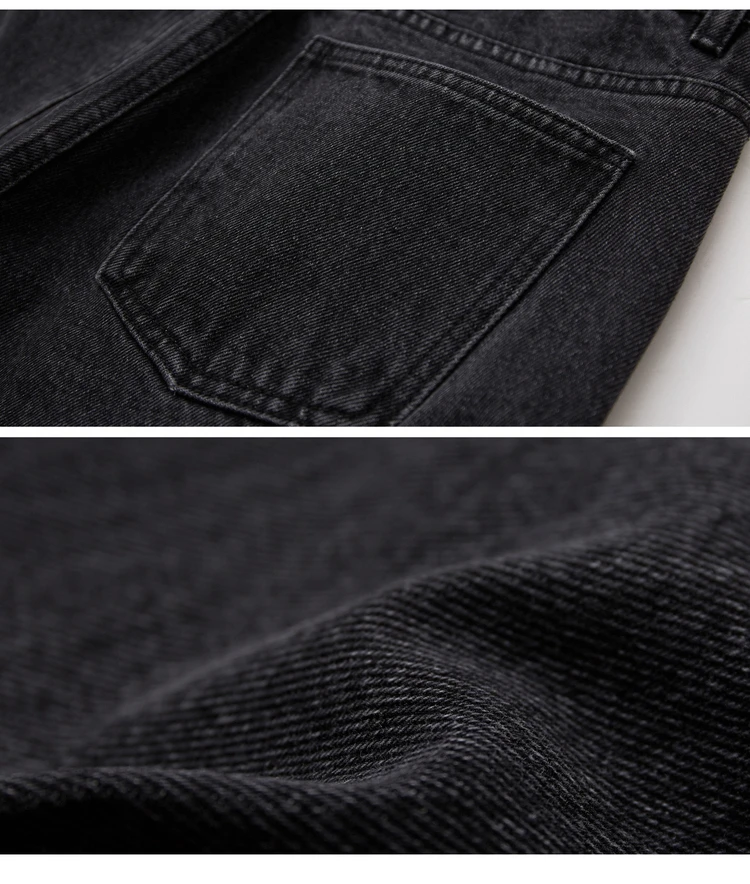 AMII Minimalism Summer Autumn Fashion Women Jeans Causal Cotton Black High Waist Straight Ankel-length Female Jeans 12040026