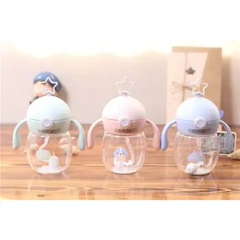 

280ml Baby Straw Bottles with Handle Kids Chlidren Drinking Water Bottle