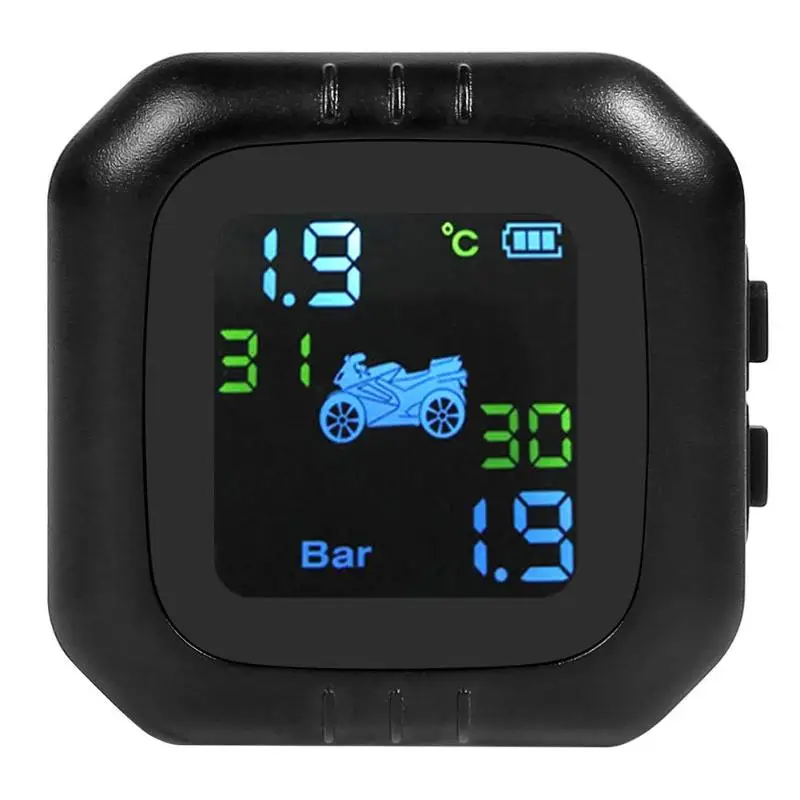 

Motorcycle TPMS Tire Pressure Monitoring System Wireless LCD Display Moto Real Time Tyre Pressure Meter Gauge w/ External Sensor