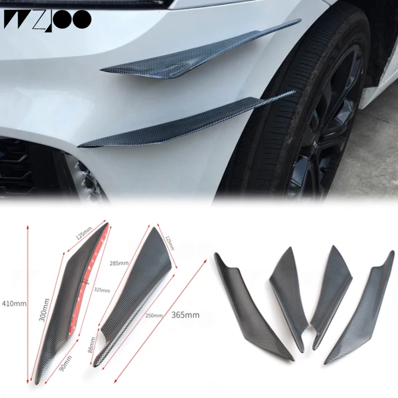 4 шт. черный карбоновый автомобильный спойлер Canards автомобильный передний бампер сплиттер универсальные плавники кузова спойлер Canards