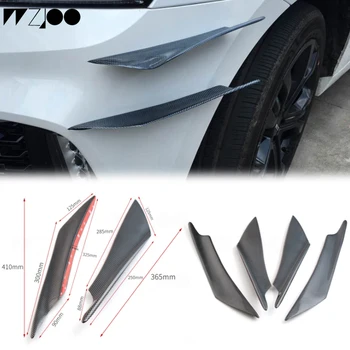 

4pcs Black Carbon Fiber Car Spoiler Canards Car Front Bumper Splitter Universal Fins Body Spoiler Canards