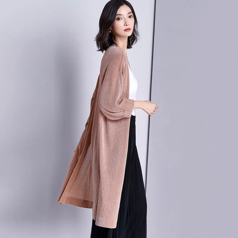 

Outdoor Cardigan Thin Coat Retro Spring And Summer CHIC-Style Laziness-Style Mid-length Sun Shirt Thin Sweater Women's Fashion