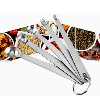 

5pcs Measuring Spoons Stainless Steel Mini Measuring Spoons With Key Chain Design