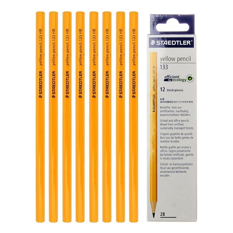 36 шт. Германия STAEDTLER 133/134 2B/HB/2H карандаш Классическая шестиугольная желтая ручка
