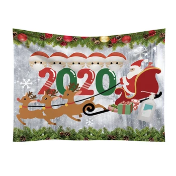 

Christmas Tapestry Wall Hanging Home Decor Elk Pulling Sleigh and Santa Claus Tapestry for Bedroom Living Room HUG-Deals