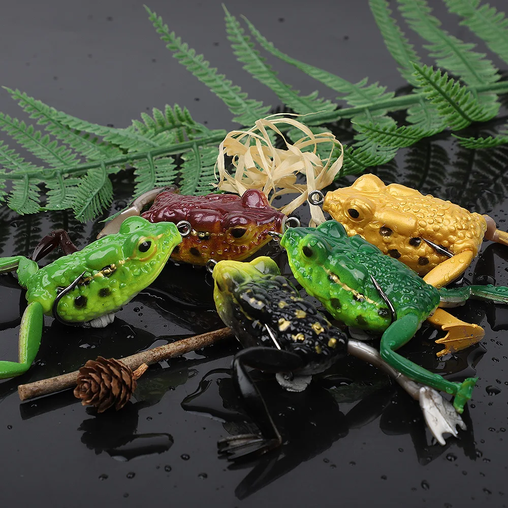 DONQI 1Pcs 6cm 16g Frog Silicone Fishing Lure Artificial Rubber Soft Bait 3D Eyes 5 Colors WithTreble Hook Frog Soft Fish Lure主图01 (6)