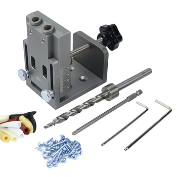 

Pocket Hole Jig Kit Locator Holes Puncher Drill Guide Woodworking Tools Set