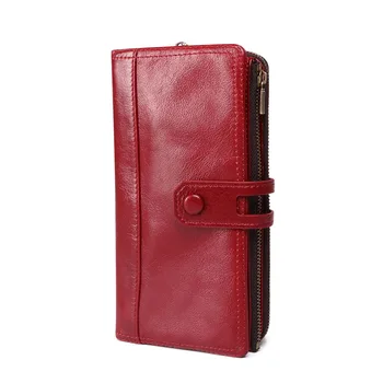 

Fashion Vintage Women Wallets Genuine Leather Long Zipper Clutch Purse Credit Card Holder Wallet Phone