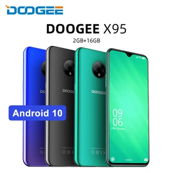 Перейти на Алиэкспресс и купить Мобильный телефон DOOGEE X95, экран 6,52 дюйма, Android 10, 4G LTE, тройная камера 13 МП, соотношение 19:9, 2 Гб ОЗУ 16 Гб ПЗУ, сотовый телефон MTK6737, 4350 мАч